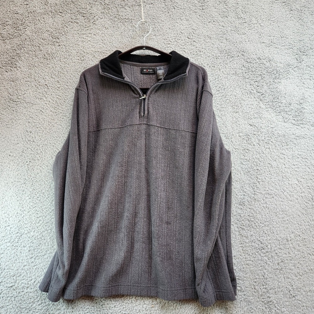 Axcess Sweater Men's XL Gray Fleece Long Sleeve Mock Neck Quarter Zip Pullover
